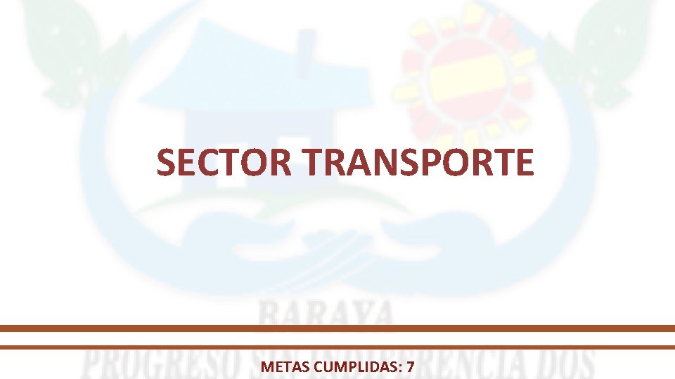 SECTOR TRANSPORTE METAS CUMPLIDAS: 7 