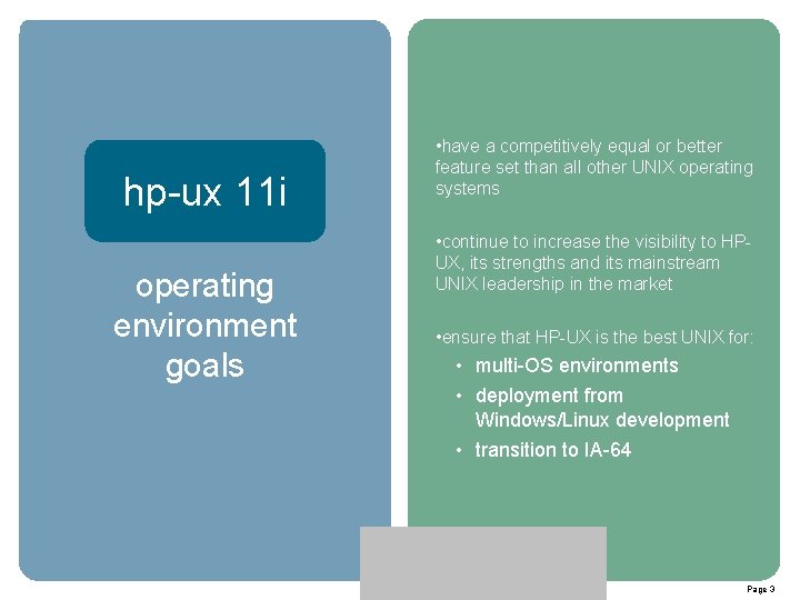 HPUX 11 i Roadmap hp-ux 11 i operating environment goals • have a competitively