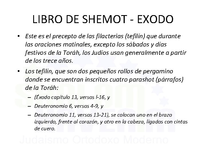 LIBRO DE SHEMOT - EXODO • Este es el precepto de las filacterias (tefilín)
