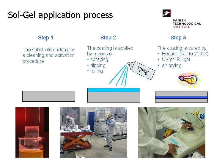 Sol-Gel application Sol-Gel Process process Step 1 The substrate undergoes a cleaning and activation