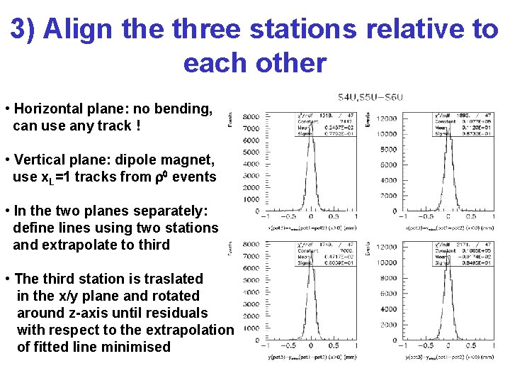 3) Align the three stations relative to each other • Horizontal plane: no bending,
