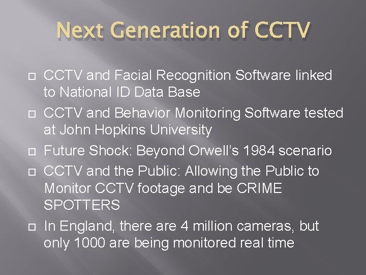 Next Generation of CCTV CCTV and Facial Recognition Software linked to National ID Data