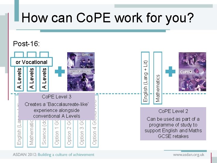 How can Co. PE work for you? Option 4 GCSE/VOC Option 3 GCSE/VOC Option