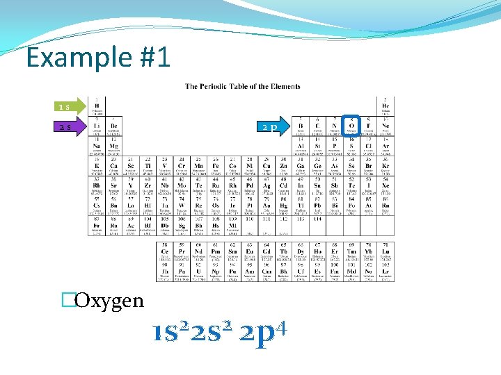 Example #1 1 s 2 s �Oxygen 2 p 1 s 22 s 2