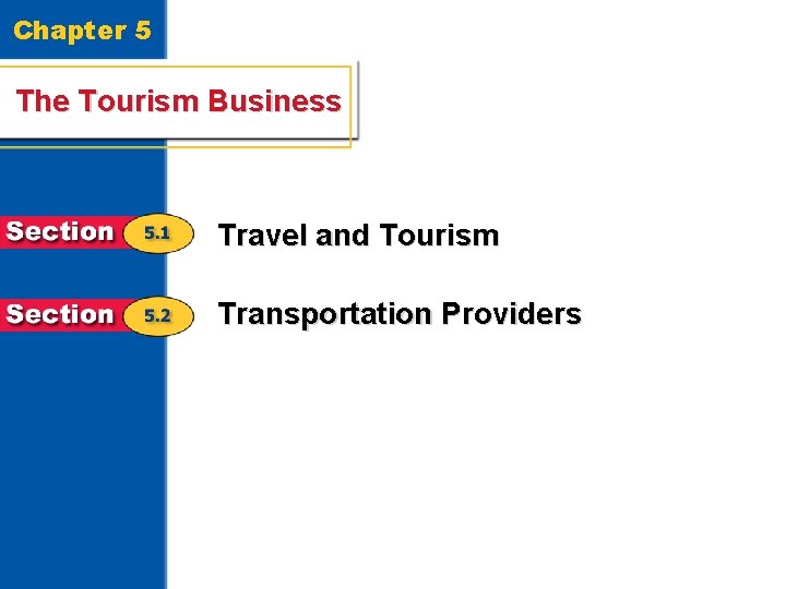 Chapter 5 The Tourism Business Travel and Tourism Transportation Providers 2 