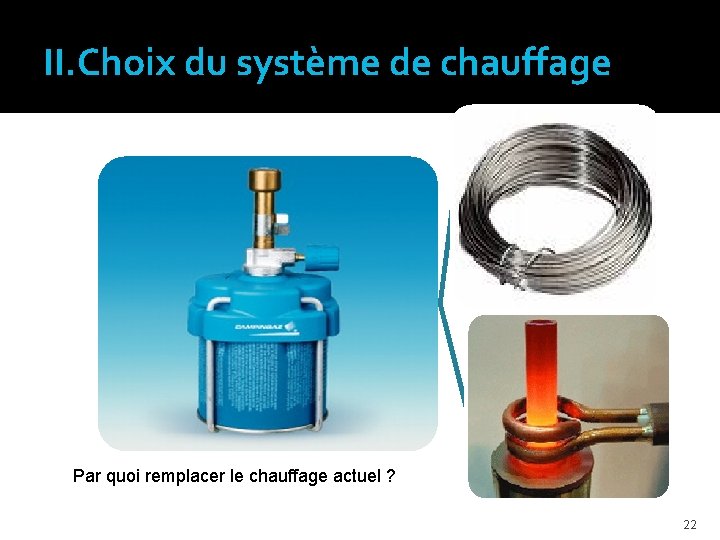 II. Choix du système de chauffage Par quoi remplacer le chauffage actuel ? 22