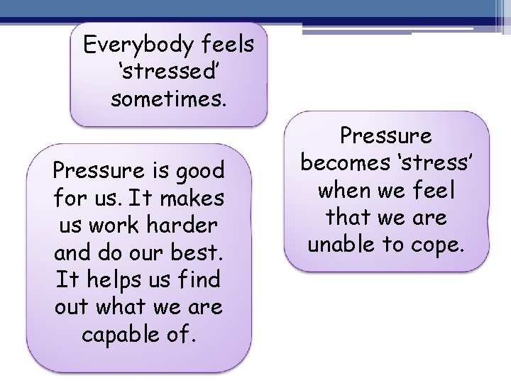 Everybody feels ‘stressed’ sometimes. Pressure is good for us. It makes us work harder