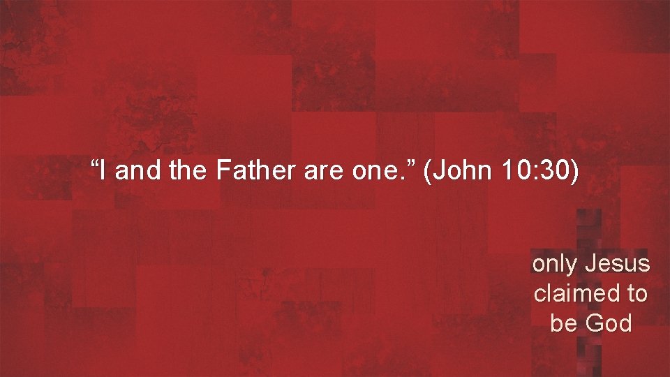 “I and the Father are one. ” (John 10: 30) only Jesus claimed to