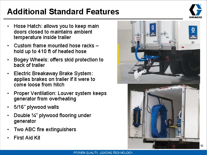 Additional Standard Features • Hose Hatch: allows you to keep main doors closed to