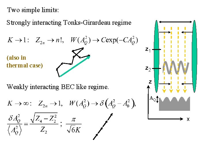 Two simple limits: Strongly interacting Tonks-Girardeau regime z 1 (also in thermal case) Weakly