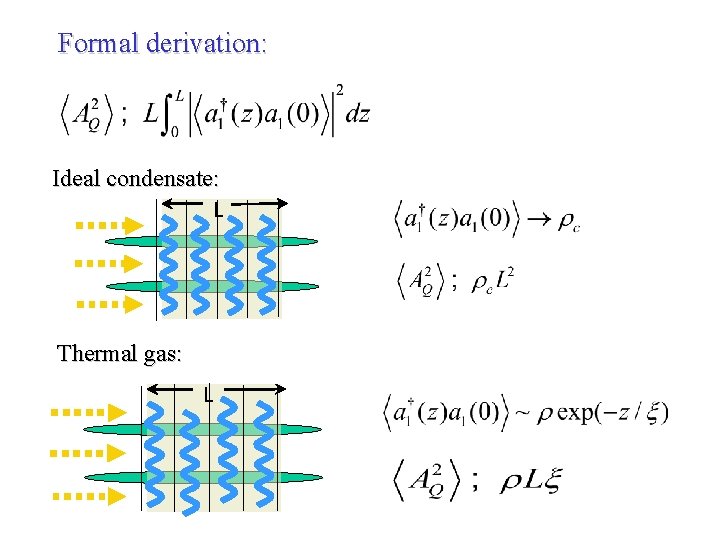 Formal derivation: Ideal condensate: L Thermal gas: L 