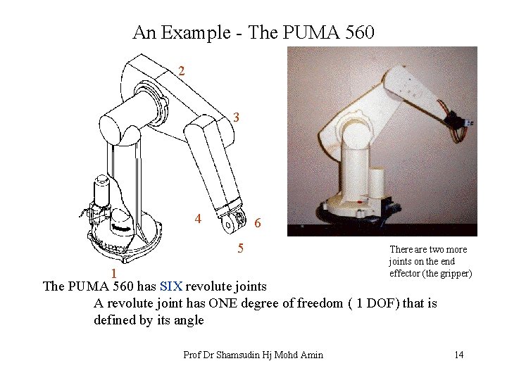 An Example - The PUMA 560 2 3 4 6 5 There are two