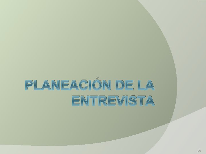 PLANEACIÓN DE LA ENTREVISTA 28 