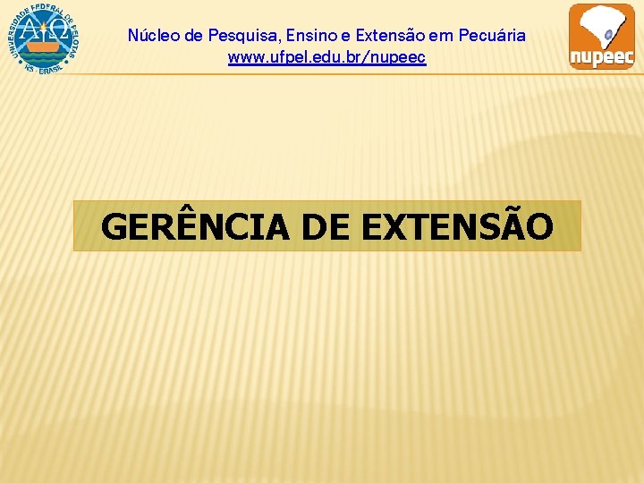 Núcleo de Pesquisa, Ensino e Extensão em Pecuária www. ufpel. edu. br/nupeec GERÊNCIA DE