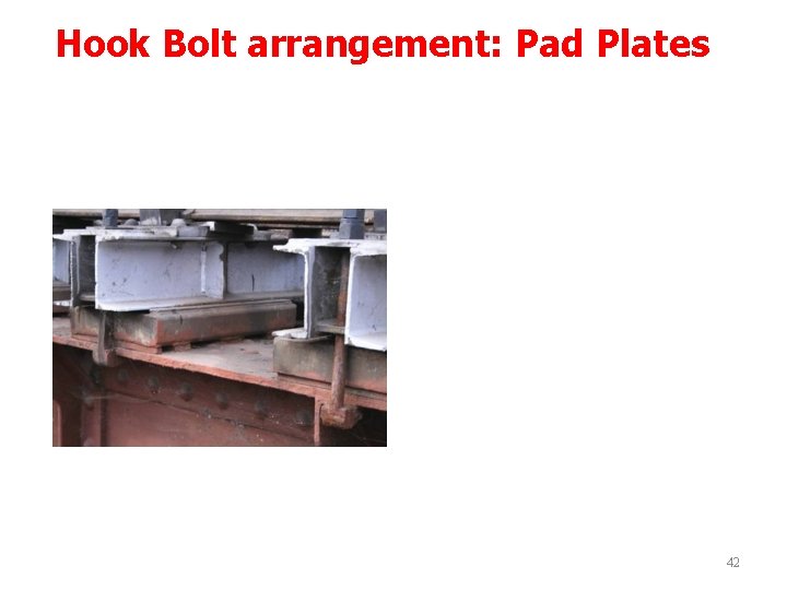 Hook Bolt arrangement: Pad Plates 42 