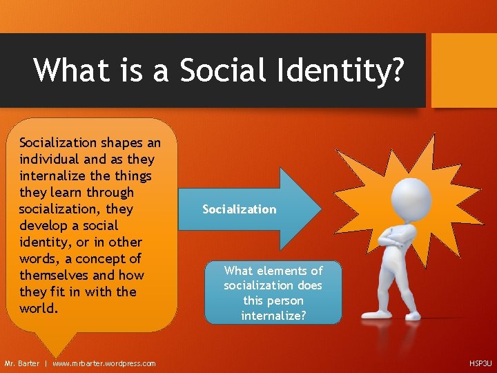 What is a Social Identity? Socialization shapes an individual and as they internalize things