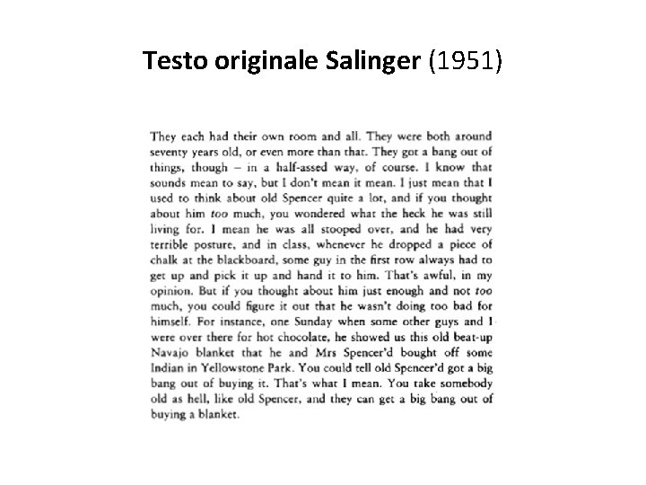 Testo originale Salinger (1951) 