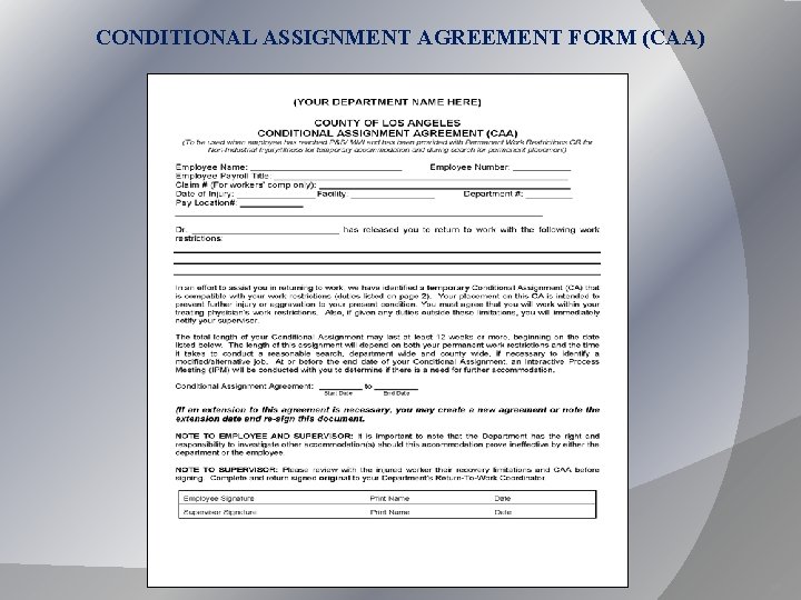 CONDITIONAL ASSIGNMENT AGREEMENT FORM (CAA) 16 