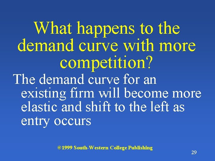What happens to the demand curve with more competition? The demand curve for an