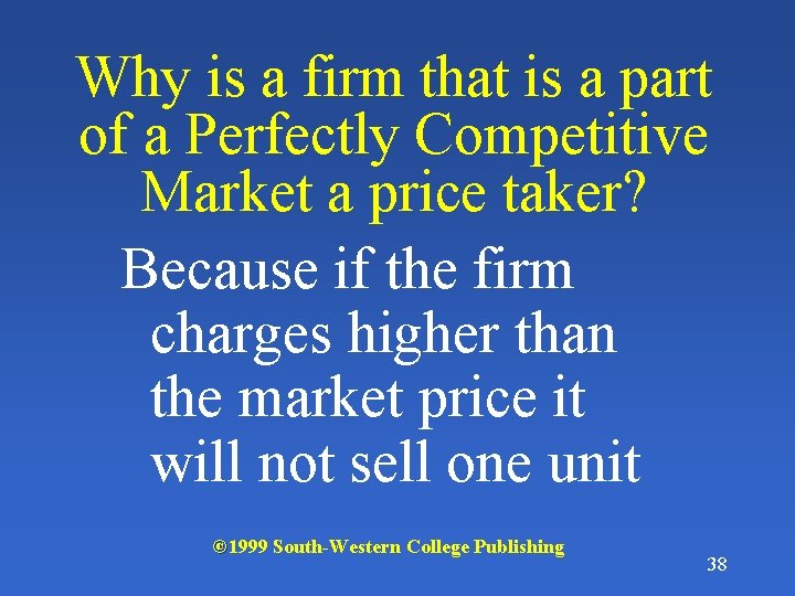 Why is a firm that is a part of a Perfectly Competitive Market a