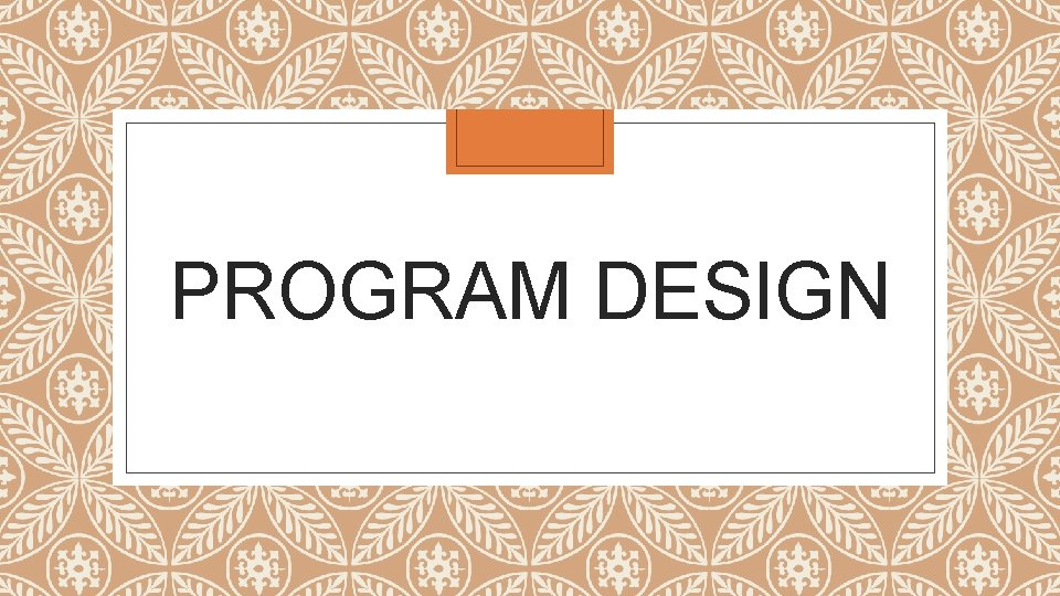 PROGRAM DESIGN 