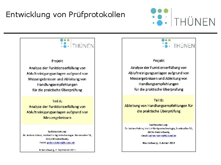 Entwicklung von Prüfprotokollen 