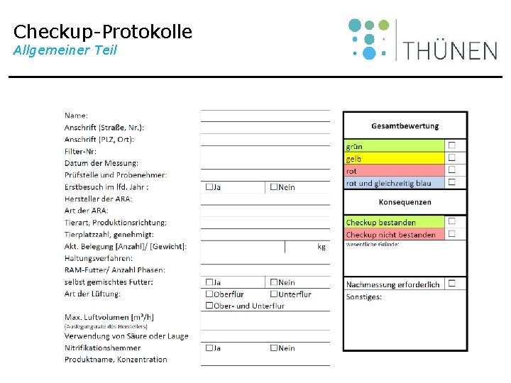 Checkup-Protokolle Allgemeiner Teil 