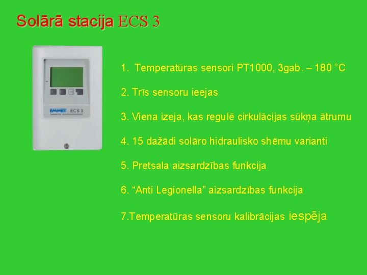 Solārā stacija ECS 3 1. Temperatūras sensori PT 1000, 3 gab. – 180 °C