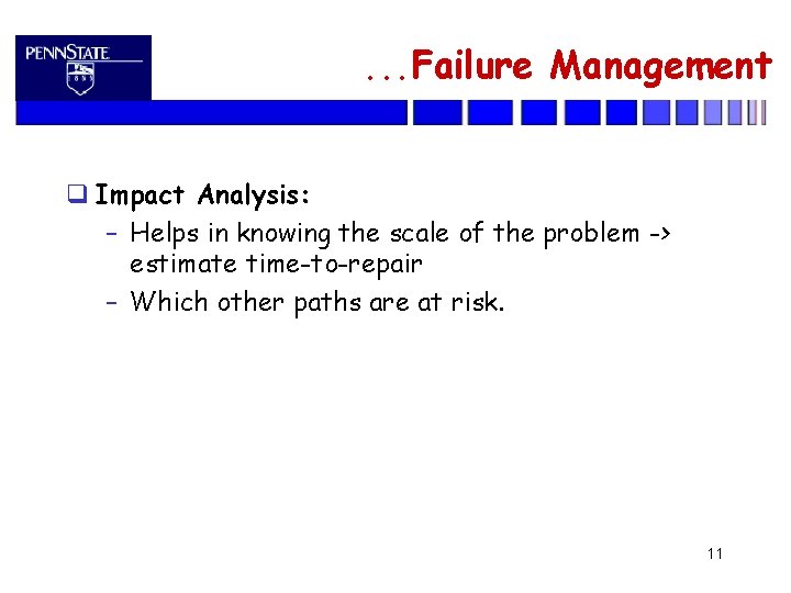 . . . Failure Management Impact Analysis: – Helps in knowing the scale of