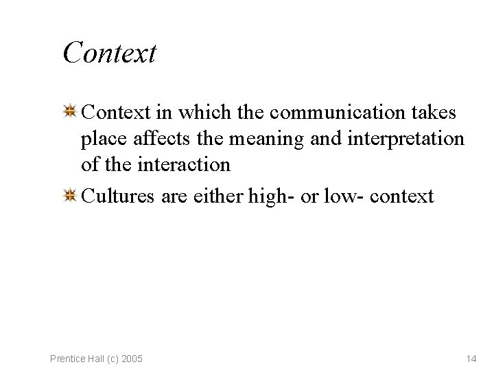 Context in which the communication takes place affects the meaning and interpretation of the