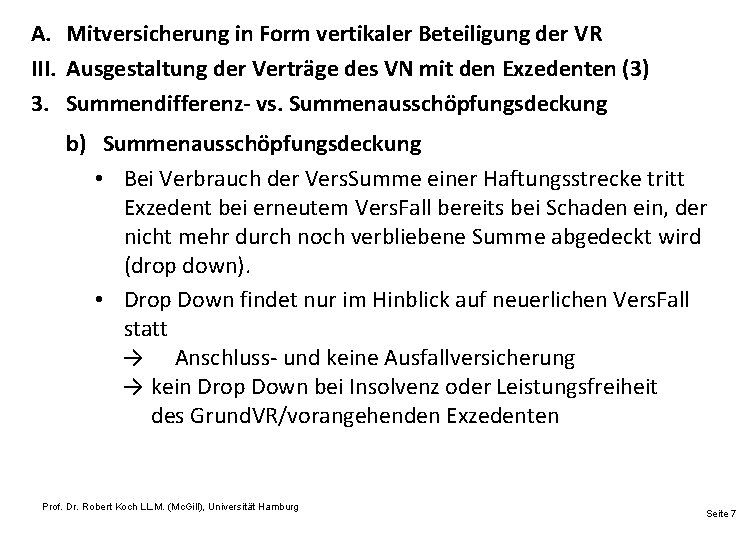 A. Mitversicherung in Form vertikaler Beteiligung der VR III. Ausgestaltung der Verträge des VN