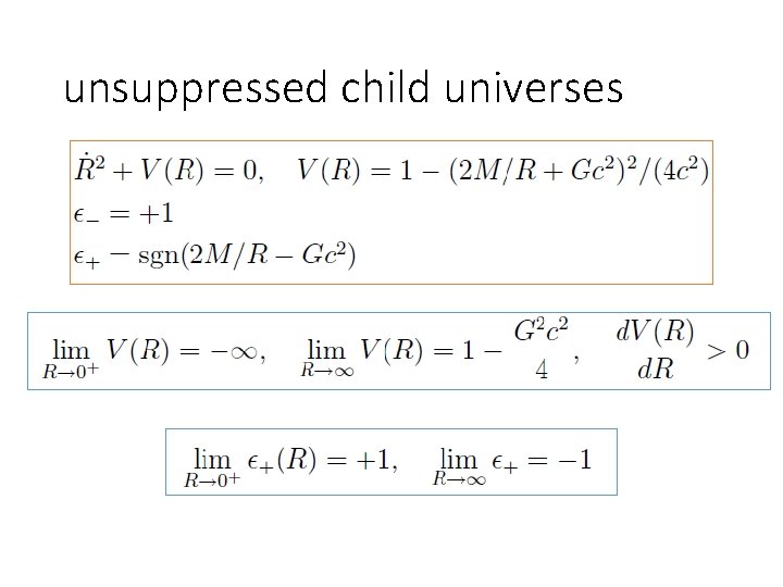 unsuppressed child universes 