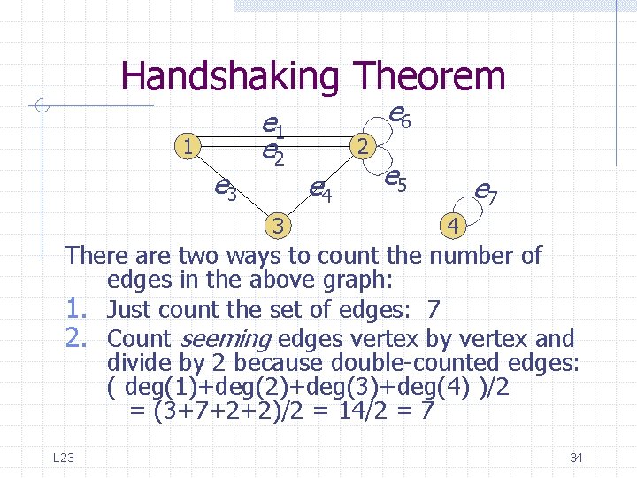 Handshaking Theorem 1 e 3 e 1 e 2 3 e 6 2 e Handshaking Theorem 1 e 3 e 1 e 2 3 e 6 2 e