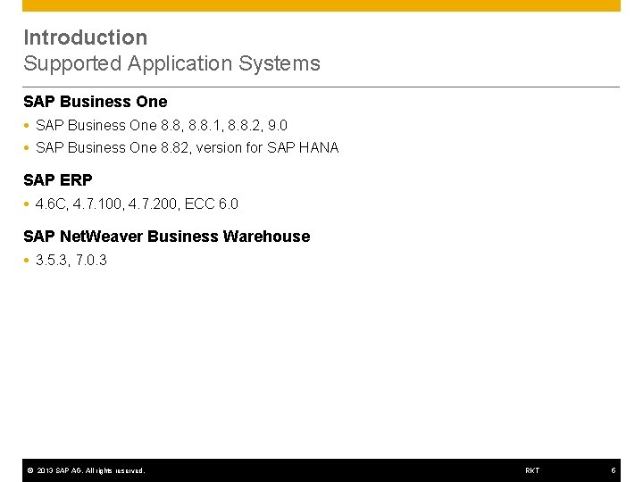Introduction Supported Application Systems SAP Business One 8. 8, 8. 8. 1, 8. 8.