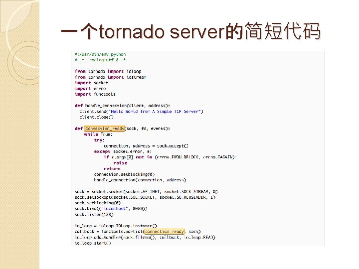 一个tornado server的简短代码 