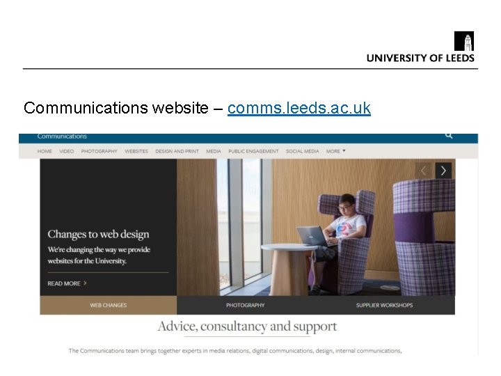 Communications website – comms. leeds. ac. uk 