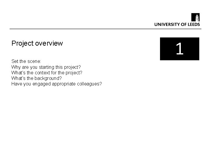Project overview Set the scene: Why are you starting this project? What’s the context