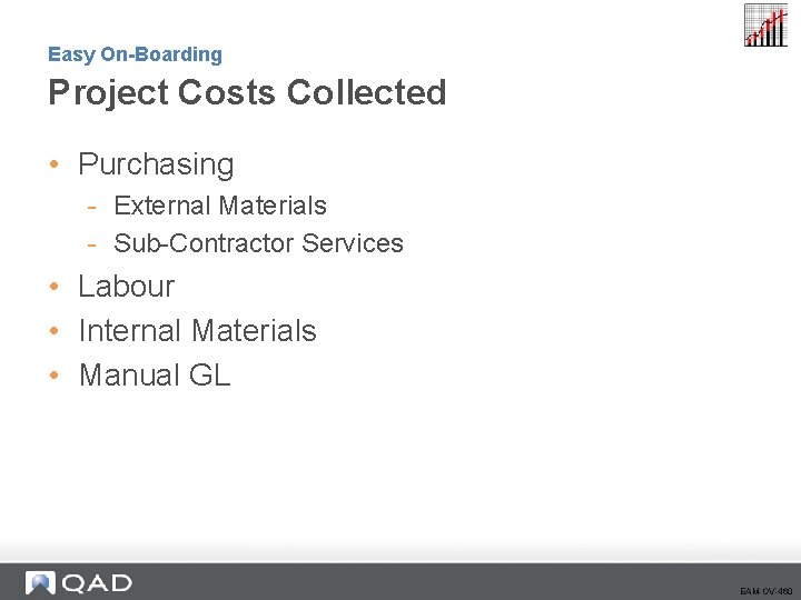 Easy On-Boarding Project Costs Collected • Purchasing - External Materials - Sub-Contractor Services •