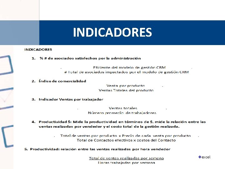 INDICADORES vexcel 