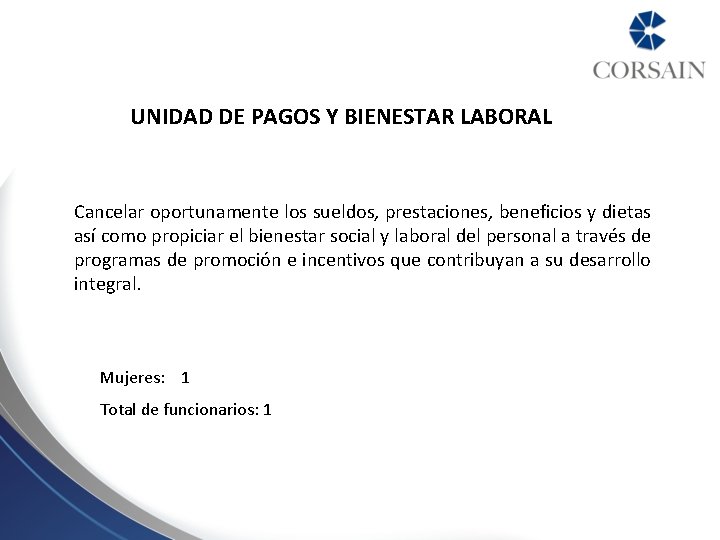 UNIDAD DE PAGOS Y BIENESTAR LABORAL Cancelar oportunamente los sueldos, prestaciones, beneficios y dietas