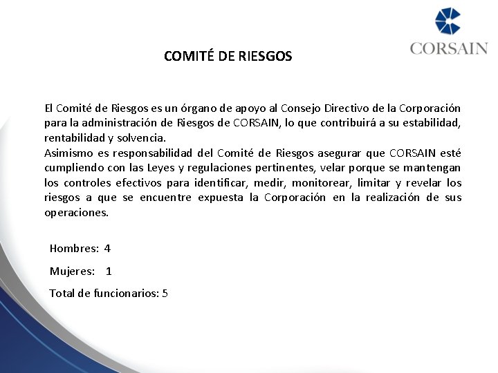 COMITÉ DE RIESGOS El Comité de Riesgos es un órgano de apoyo al Consejo