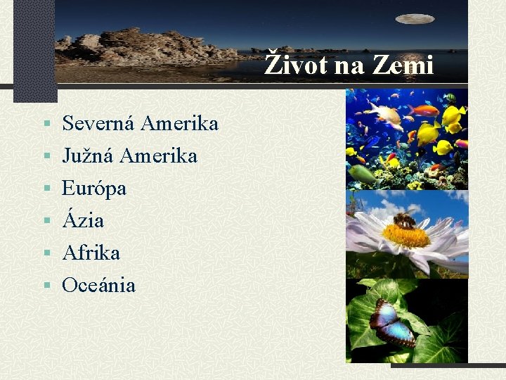 Život na Zemi § Severná Amerika § Južná Amerika § Európa § Ázia §