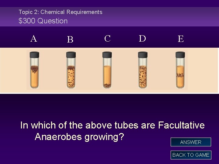 Topic 2: Chemical Requirements $300 Question A B C D E In which of