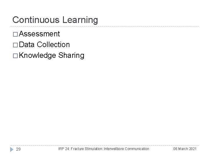 Continuous Learning � Assessment � Data Collection � Knowledge Sharing 29 IRP 24: Fracture