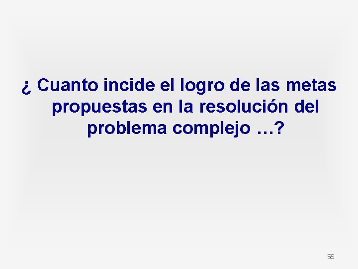 ¿ Cuanto incide el logro de las metas propuestas en la resolución del problema