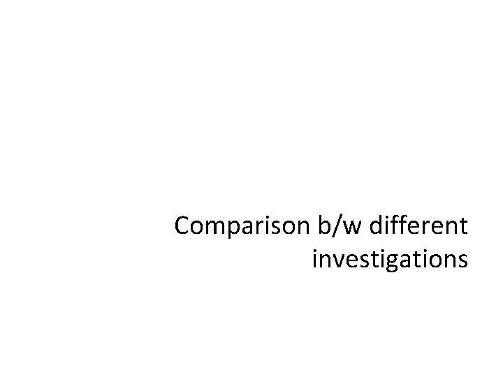 Comparison b/w different investigations 
