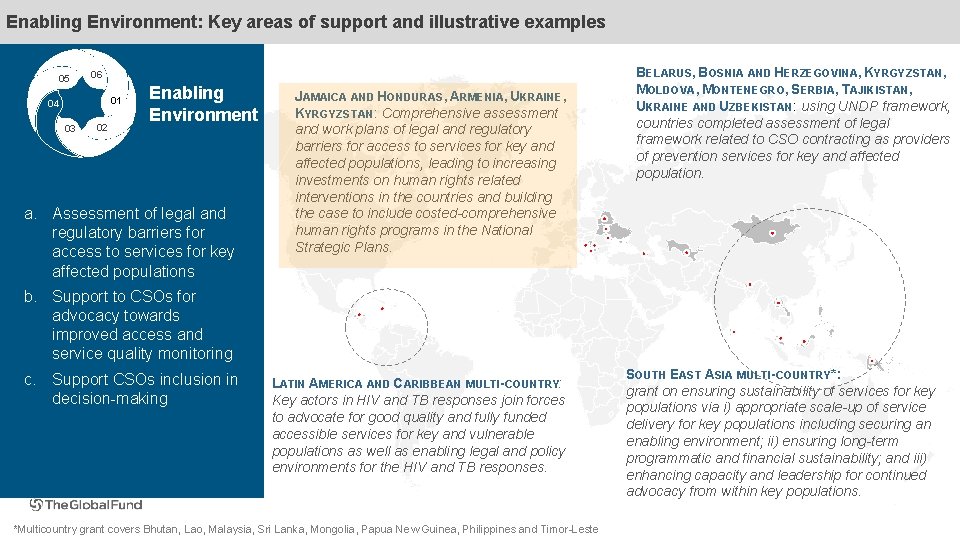 Enabling Environment: Key areas of support and illustrative examples 05 06 01 04 03