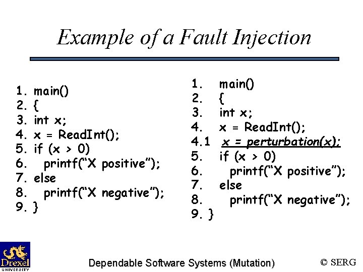 Example of a Fault Injection 1. 2. 3. 4. 5. 6. 7. 8. 9.