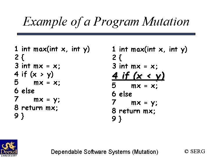 Example of a Program Mutation 1 2 3 4 5 6 7 8 9