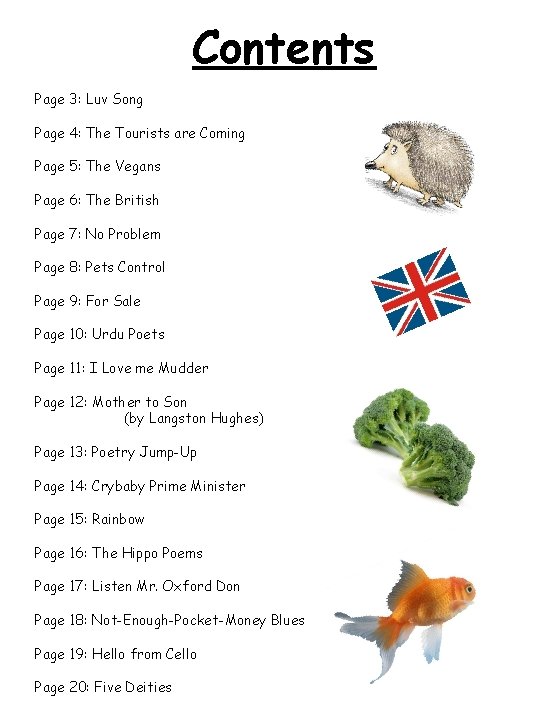 Contents Page 3: Luv Song Page 4: The Tourists are Coming Page 5: The